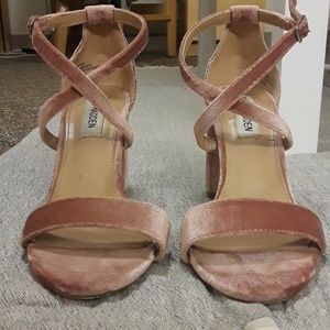 Pink suede heels